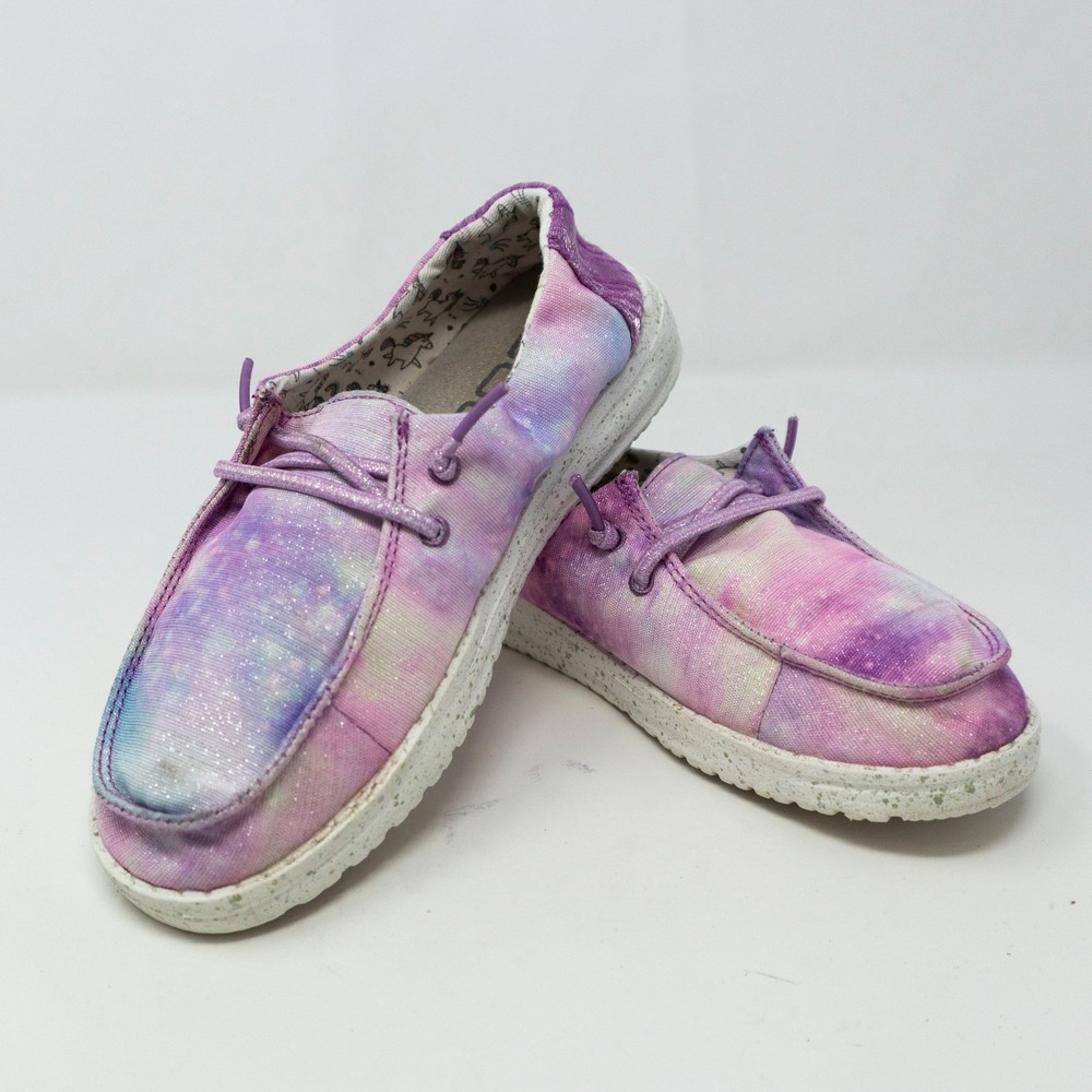 Hey Dude Wendy Youth Unicorn Dreamer Shoes Girls US 2-3 Pink Purple Y2K Sparkle